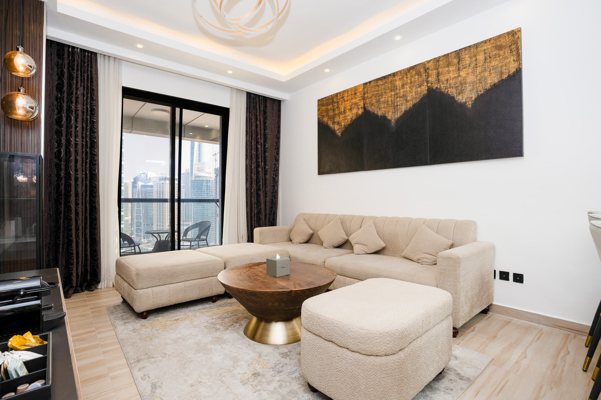 Well maintained living room in a Dubai Marina apartment