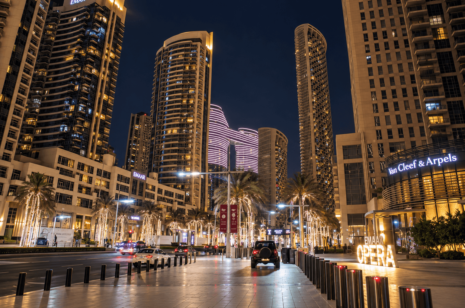Dubai Mall and Downtown Dubai boulevard near the Burj Khalifa